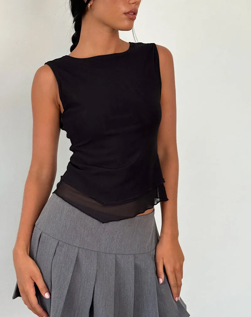 Rochie Asymmetric Top in Mesh Black sold by Motel Rocks