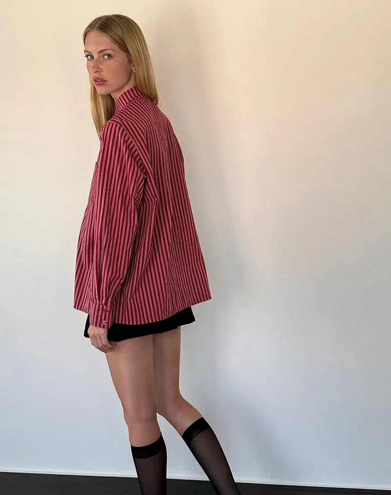 Turner Oversized Shirt in Maroon Stripe sold by Motel Rocks product image thumbnail 4