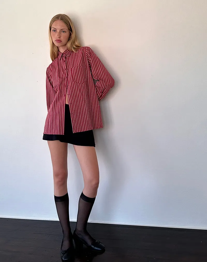 Turner Oversized Shirt in Maroon Stripe sold by Motel Rocks product image thumbnail 3