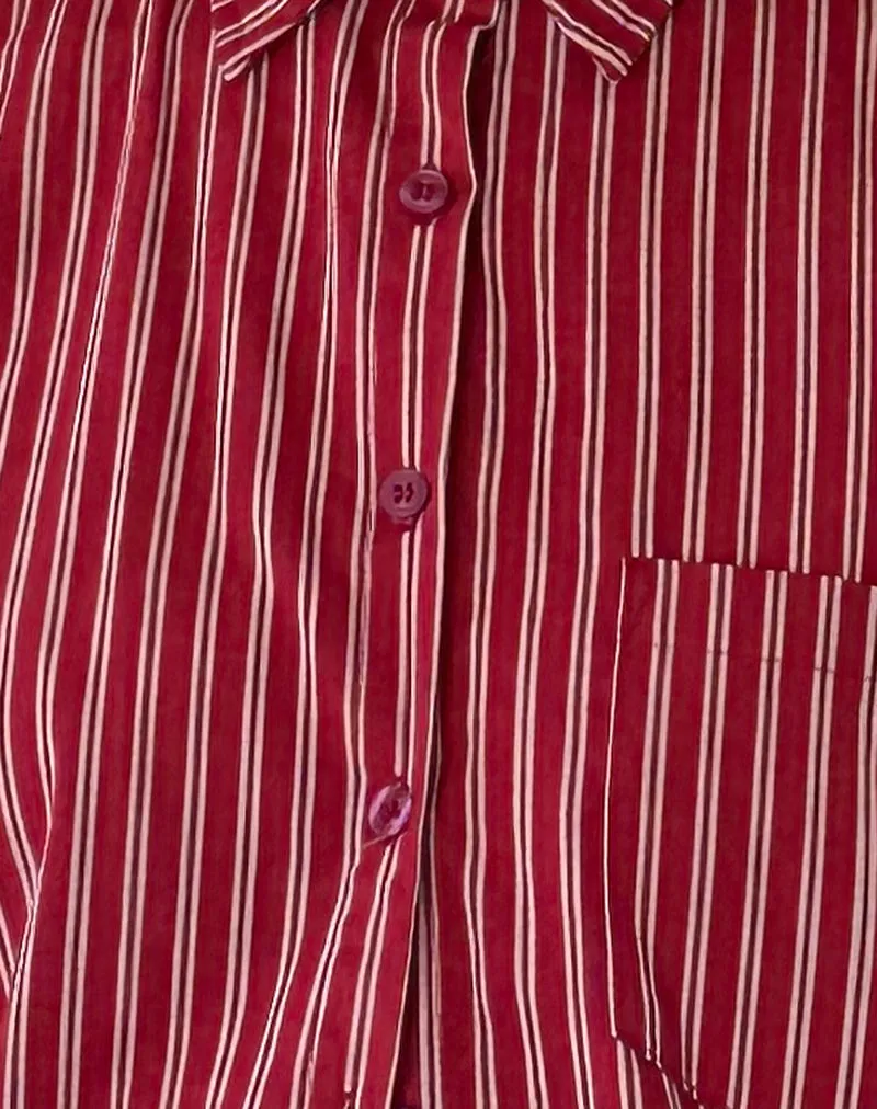 Turner Oversized Shirt in Maroon Stripe sold by Motel Rocks product image thumbnail 5