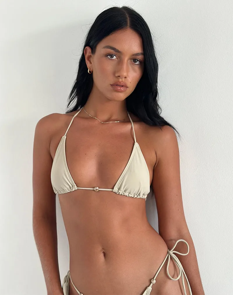 Pami Bikini Top in Nude with Single Bead sold by Motel Rocks