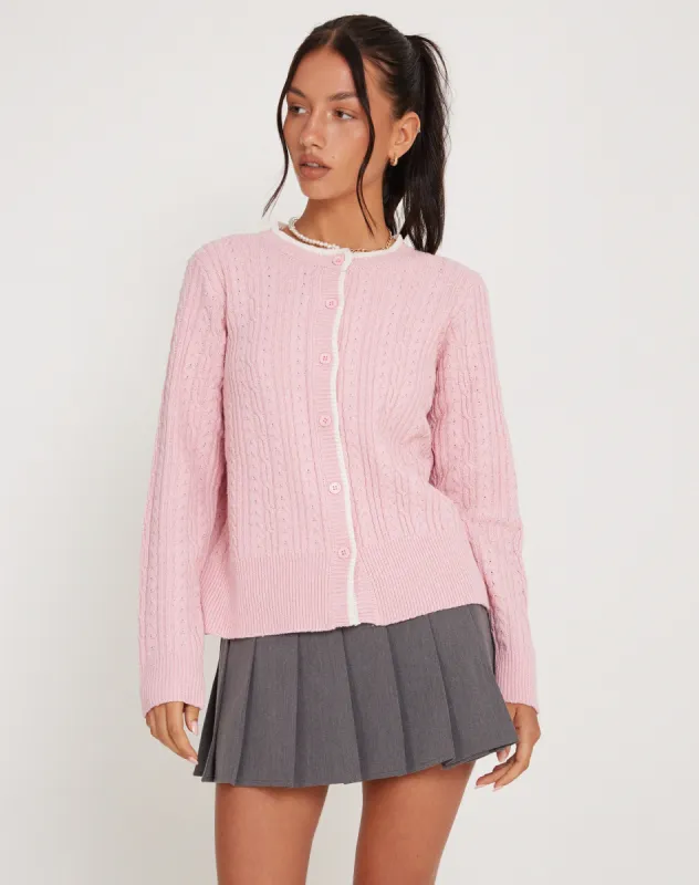 Bavana Cardigan in Pink sold by Motel Rocks