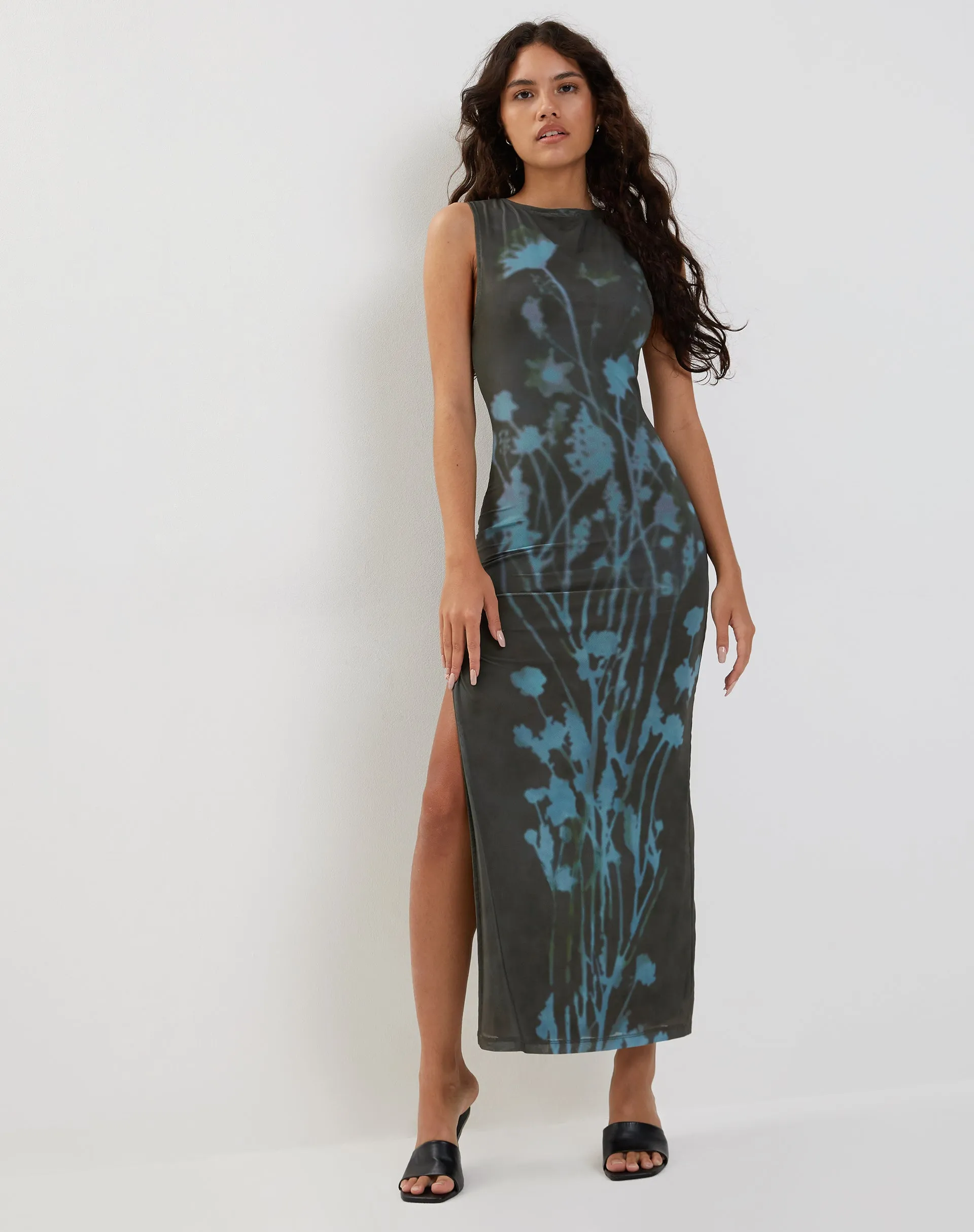 Flo Midi Dress in Lumen Mesh Green sold by Motel Rocks