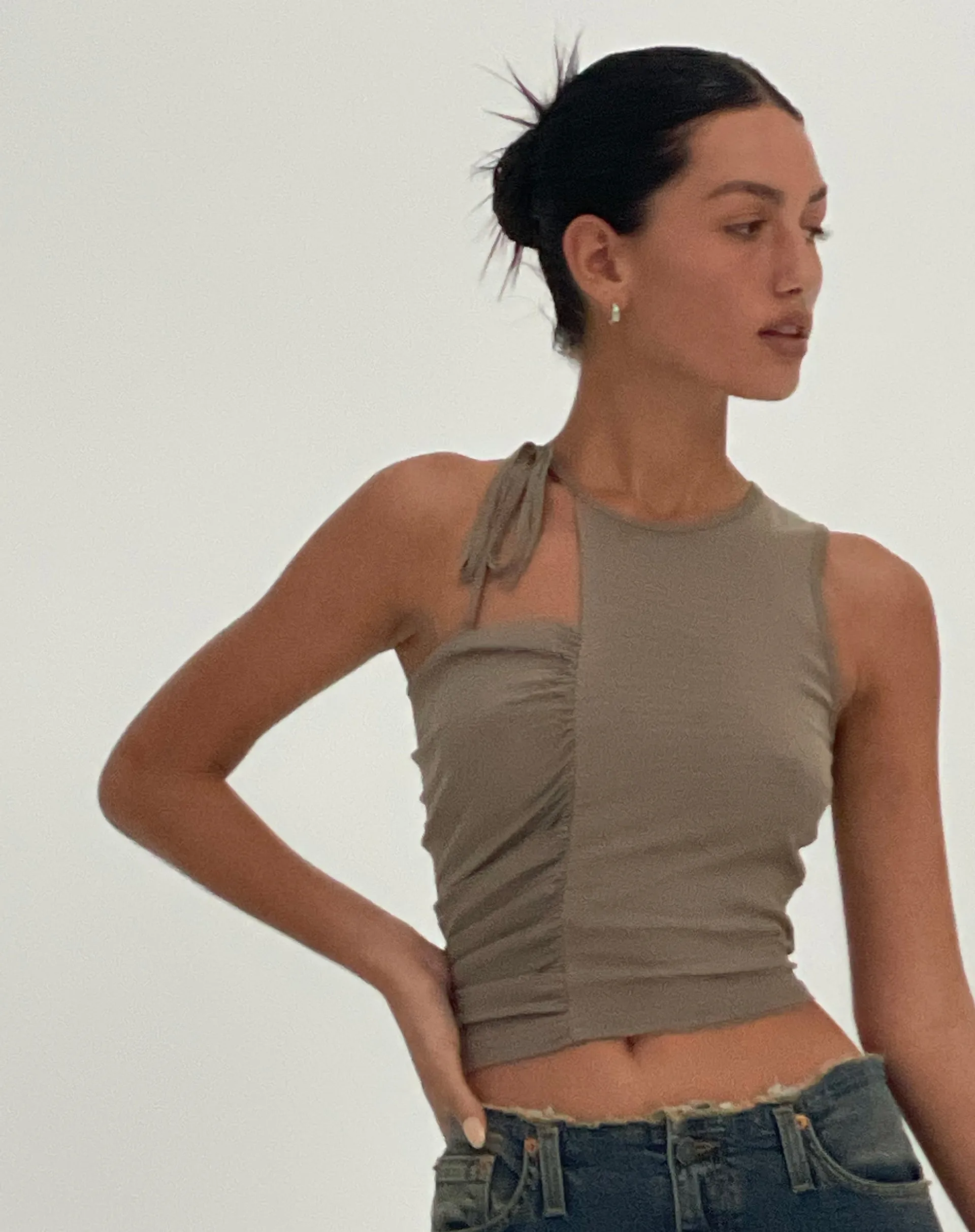 MOTEL X JACQUIE Sonja Crop Top in Oatmeal sold by Motel Rocks product image thumbnail 2