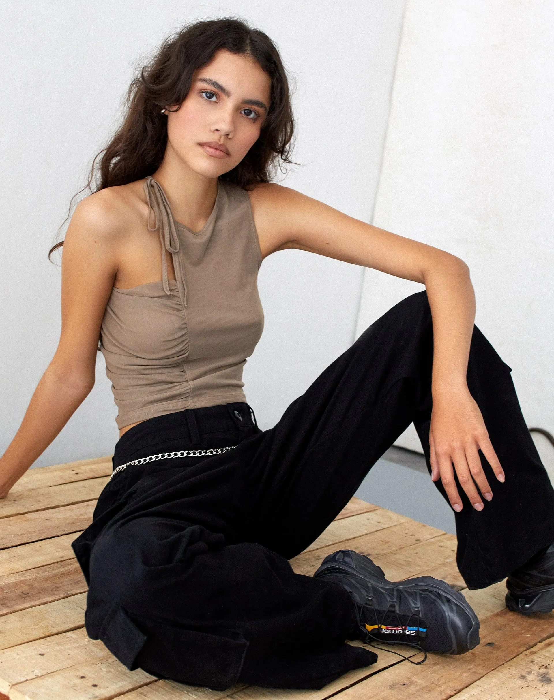 MOTEL X JACQUIE Sonja Crop Top in Oatmeal sold by Motel Rocks product image thumbnail 3