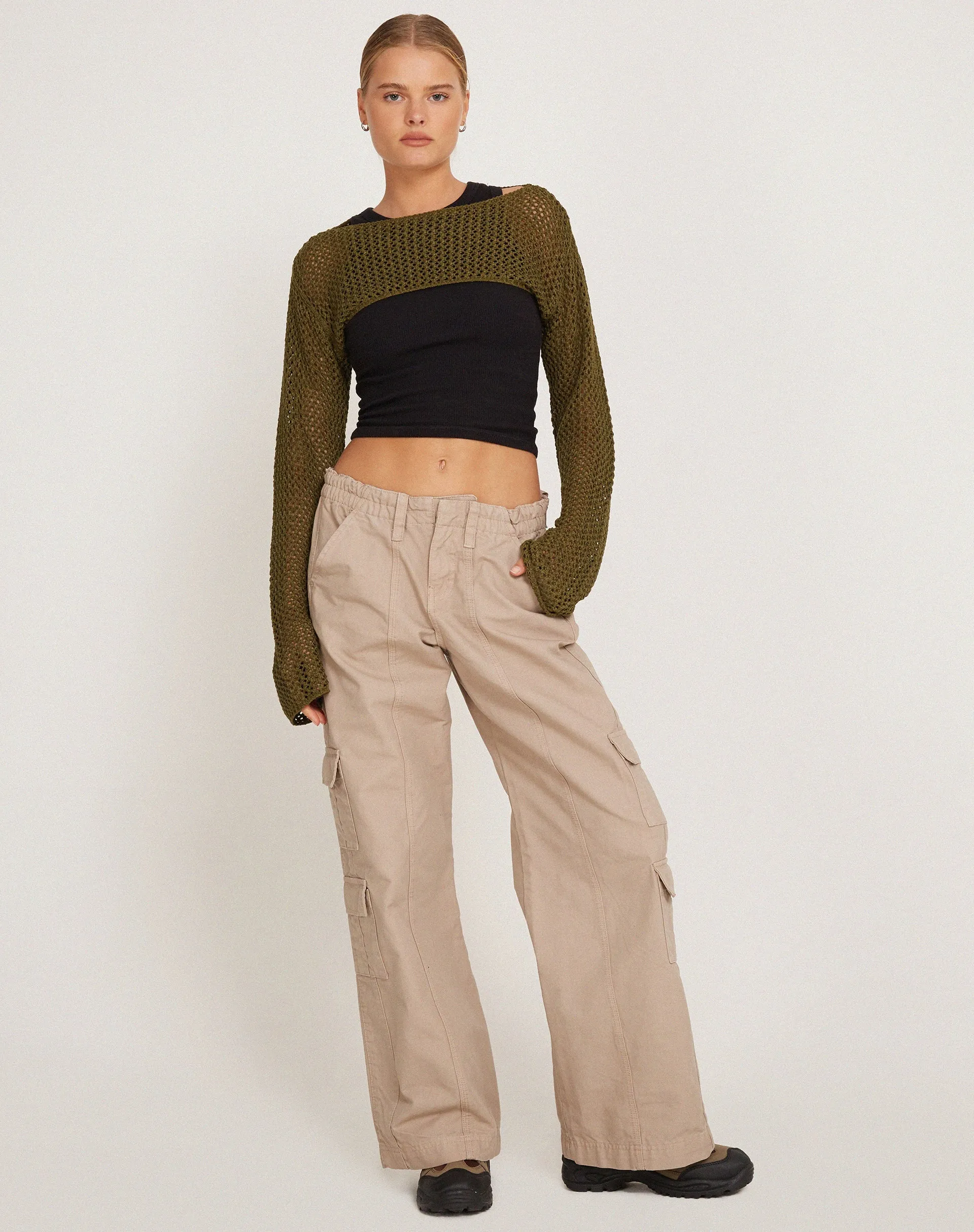 Hanita Bolero Top in Olive Green sold by Motel Rocks