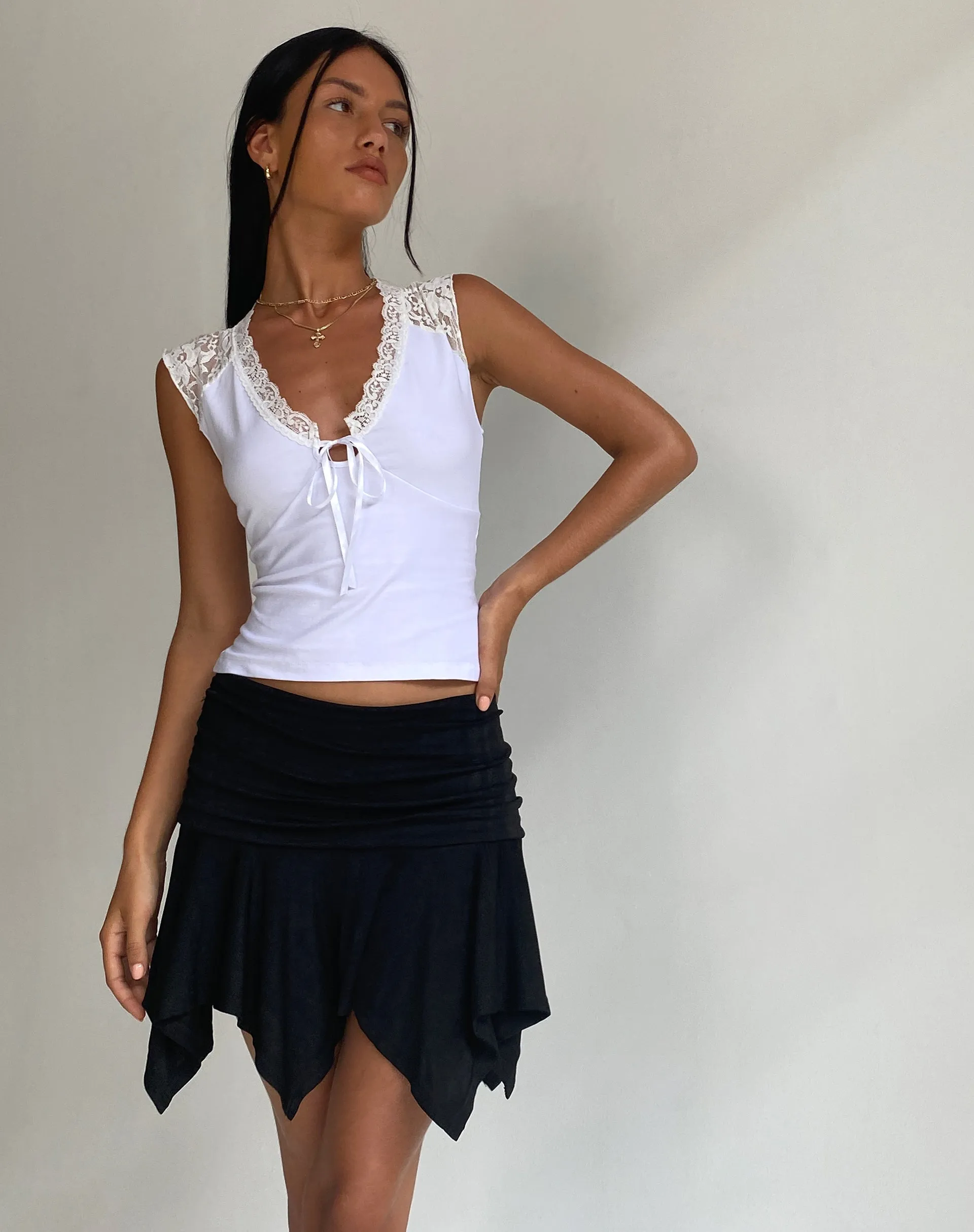 Livina Top in Jersey White Lace sold by Motel Rocks product image thumbnail 2