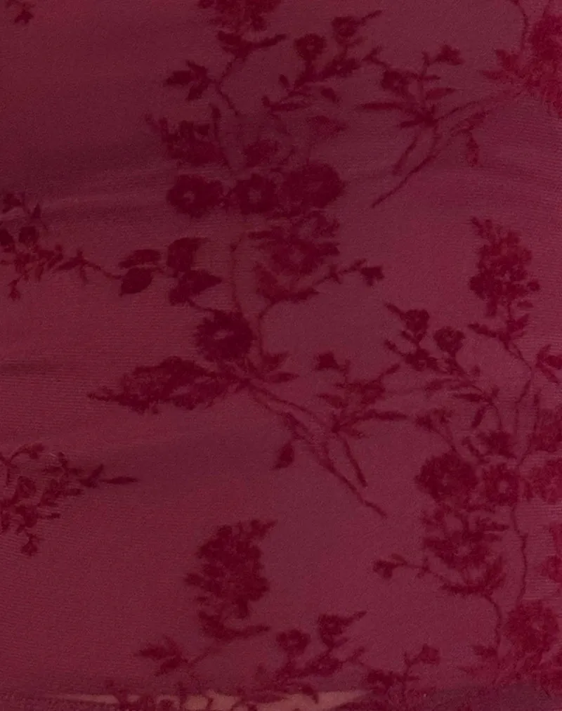 Lutana Top in Botanical Flower Maroon sold by Motel Rocks product image thumbnail 5