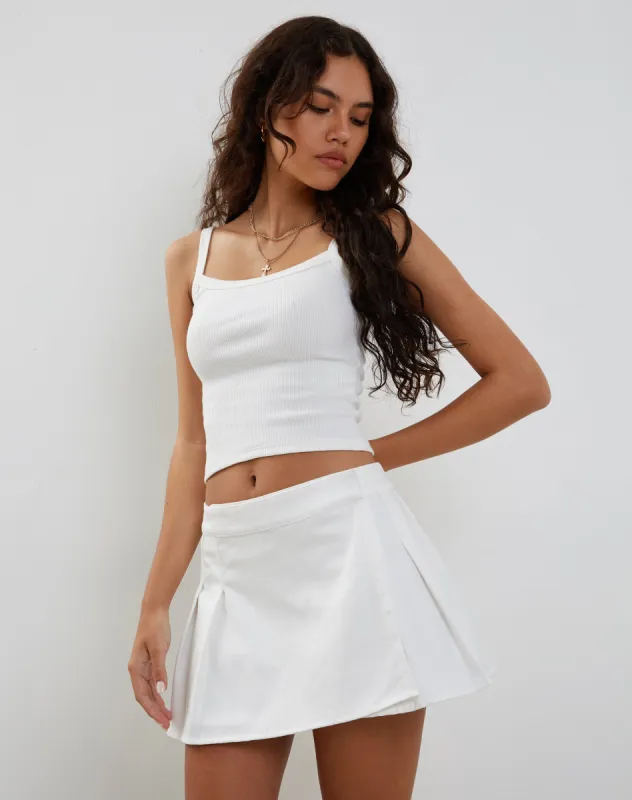 Inica Pleated Mini Skirt in Off White sold by Motel Rocks