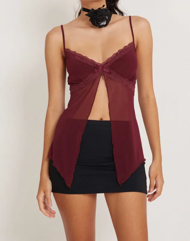 Ariela Butterfly Top in Burgundy sold by Motel Rocks