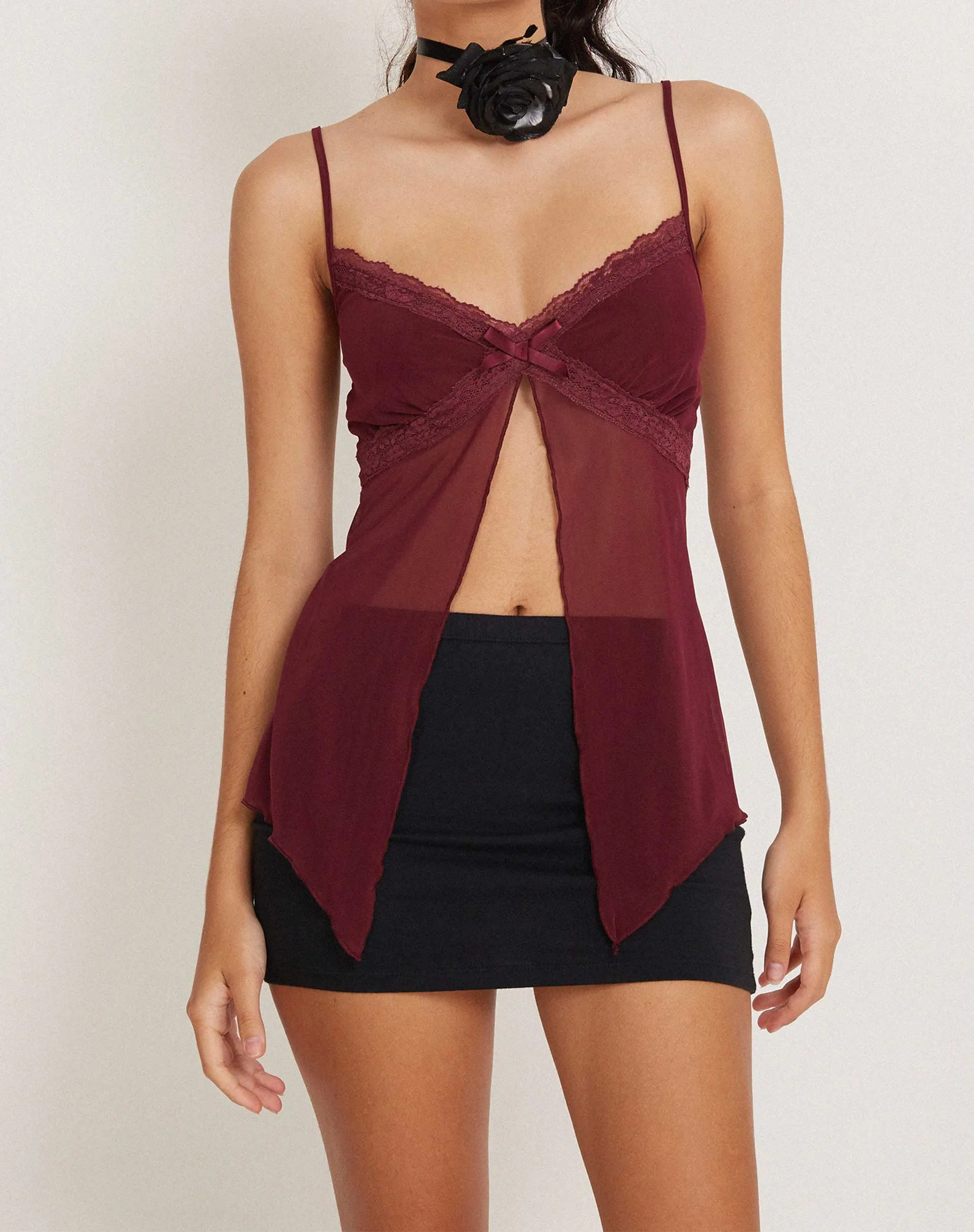 Ariela Butterfly Top in Burgundy sold by Motel Rocks