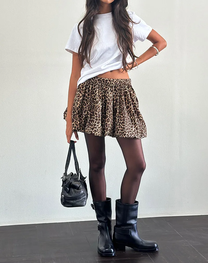 Kayowi Puffball Mini Skirt in Rar Leopard Sandstorm sold by Motel Rocks
