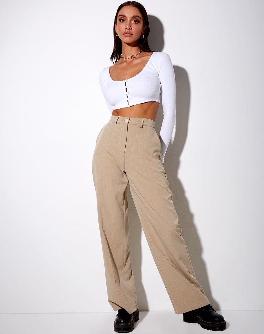 Ineke Crop Top in Rib White sold by Motel Rocks product image thumbnail 4