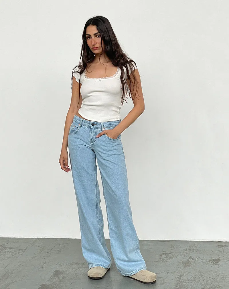 Low Rise Parallel Jeans in Light Wash Blue sold by Motel Rocks product image thumbnail 5