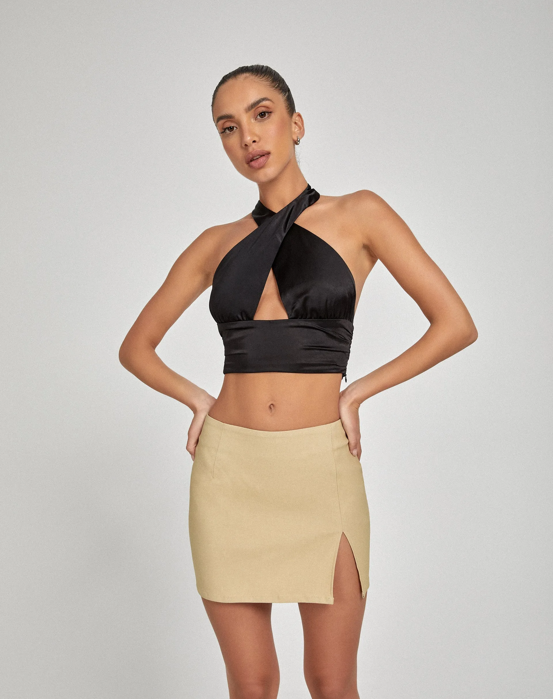 Pelma Mini Skirt in Tailoring Ecru sold by Motel Rocks product image thumbnail 4
