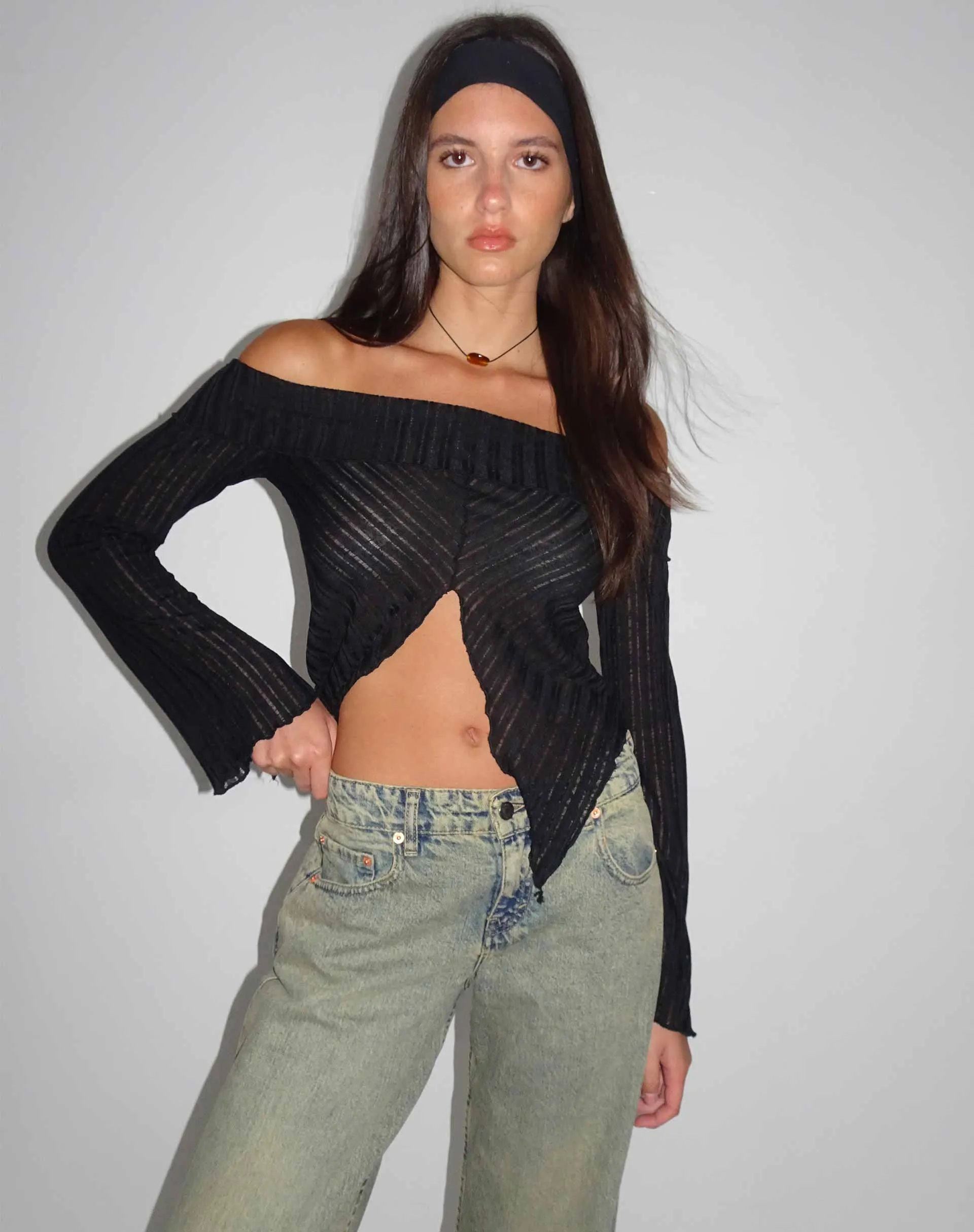 Celeste Butterfly Bardot Top in Black sold by Motel Rocks product image thumbnail 2
