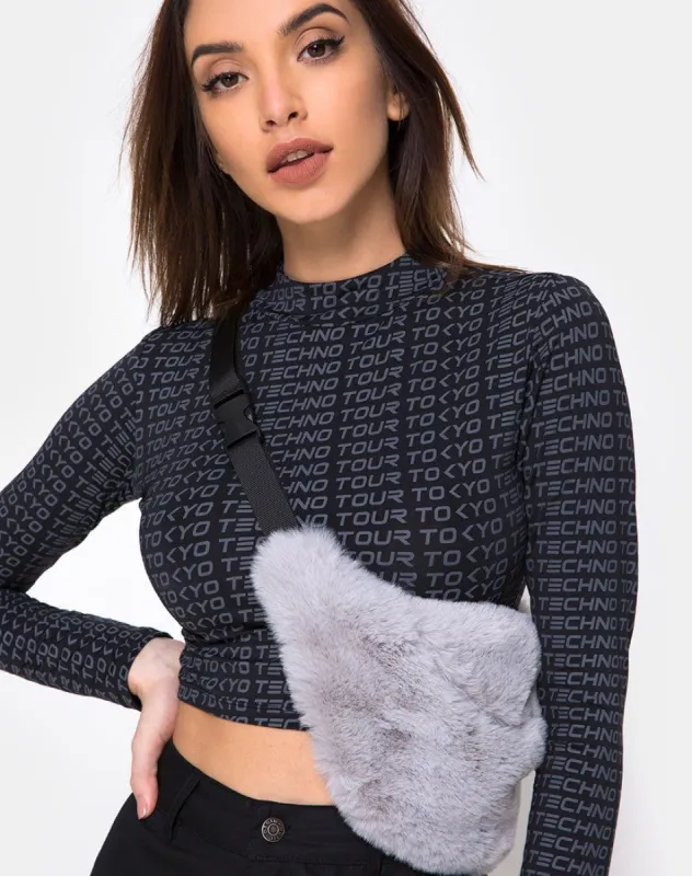 Bumbag in Fur Grey sold by Motel Rocks