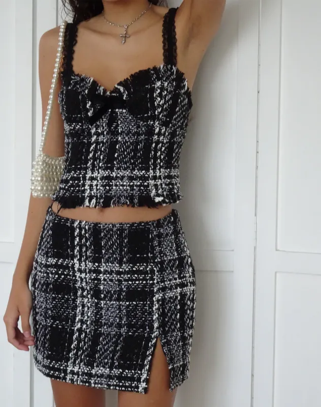 Evelix Cami Top in Check Black and White sold by Motel Rocks