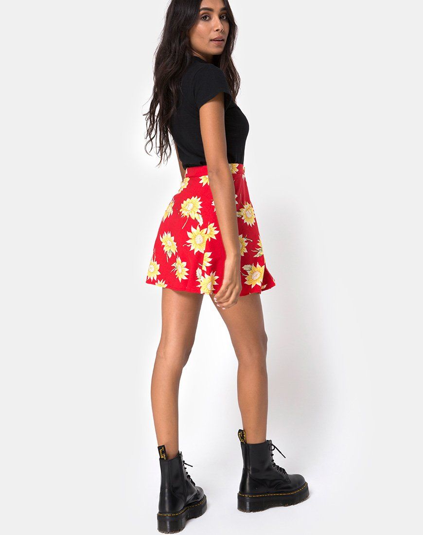 Andrea Skater Skirt in Sunny Days Red sold by Motel Rocks product image thumbnail 4