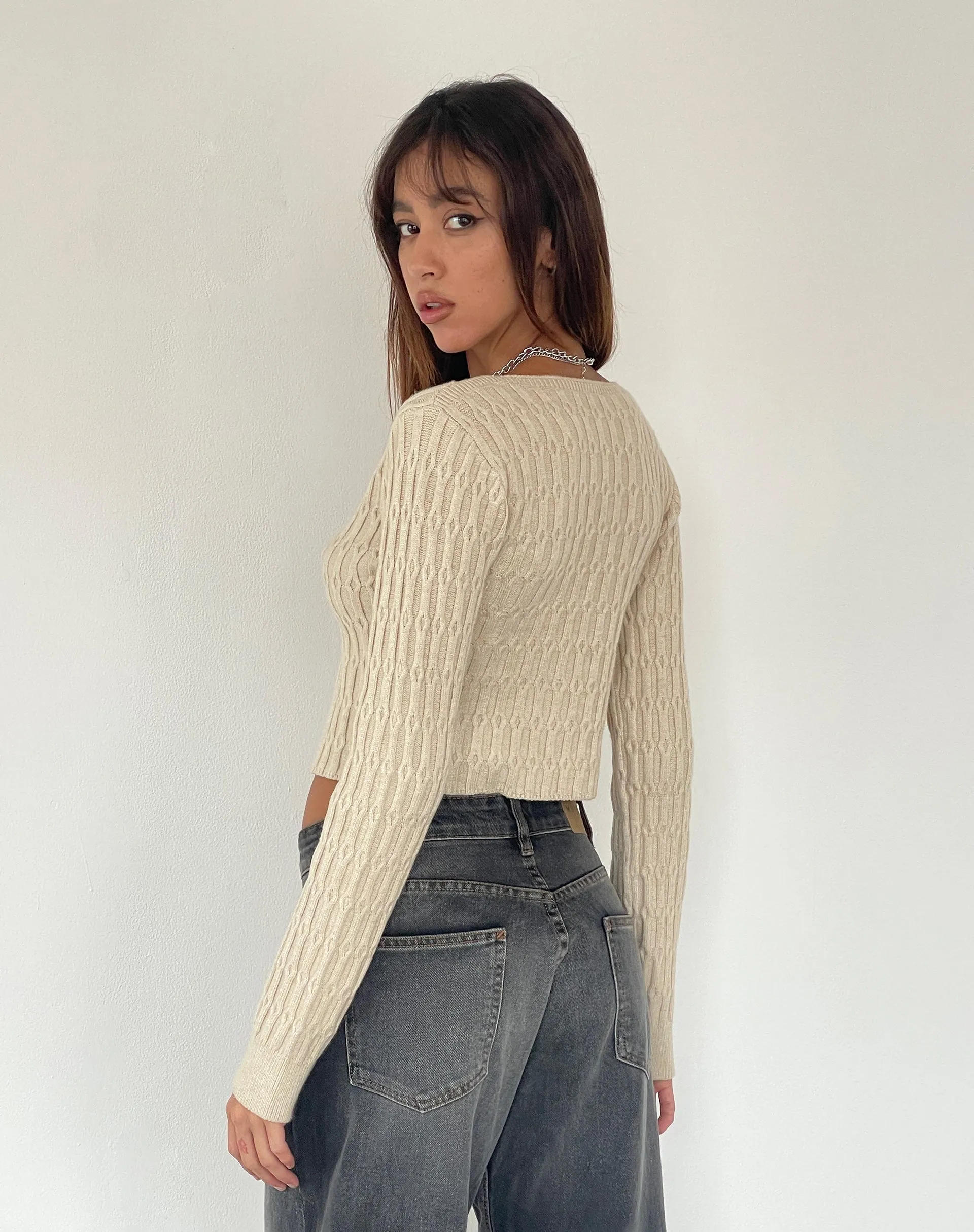 Mohara Long Sleeve Butterfly Top in Neutral Knit sold by Motel Rocks product image thumbnail 5