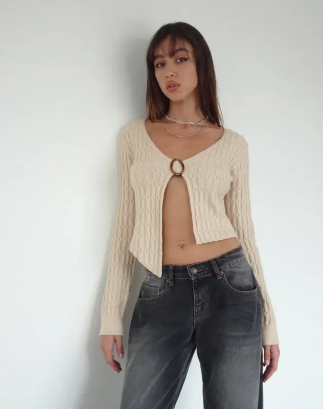 Mohara Long Sleeve Butterfly Top in Neutral Knit sold by Motel Rocks