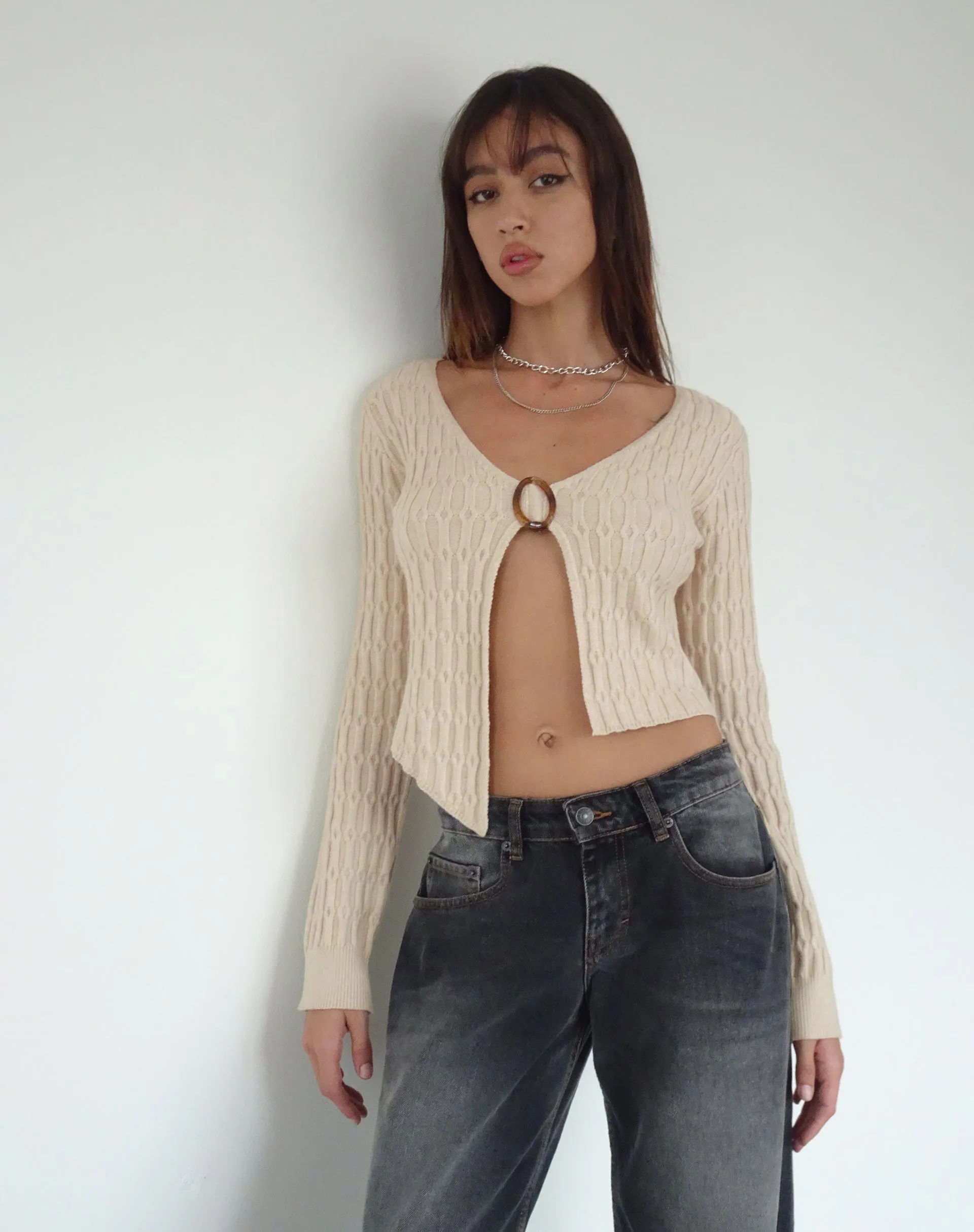 Mohara Long Sleeve Butterfly Top in Neutral Knit sold by Motel Rocks
