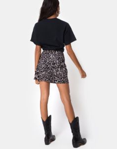 Sheny Mini Skirt in Leopard Grey sold by Motel Rocks