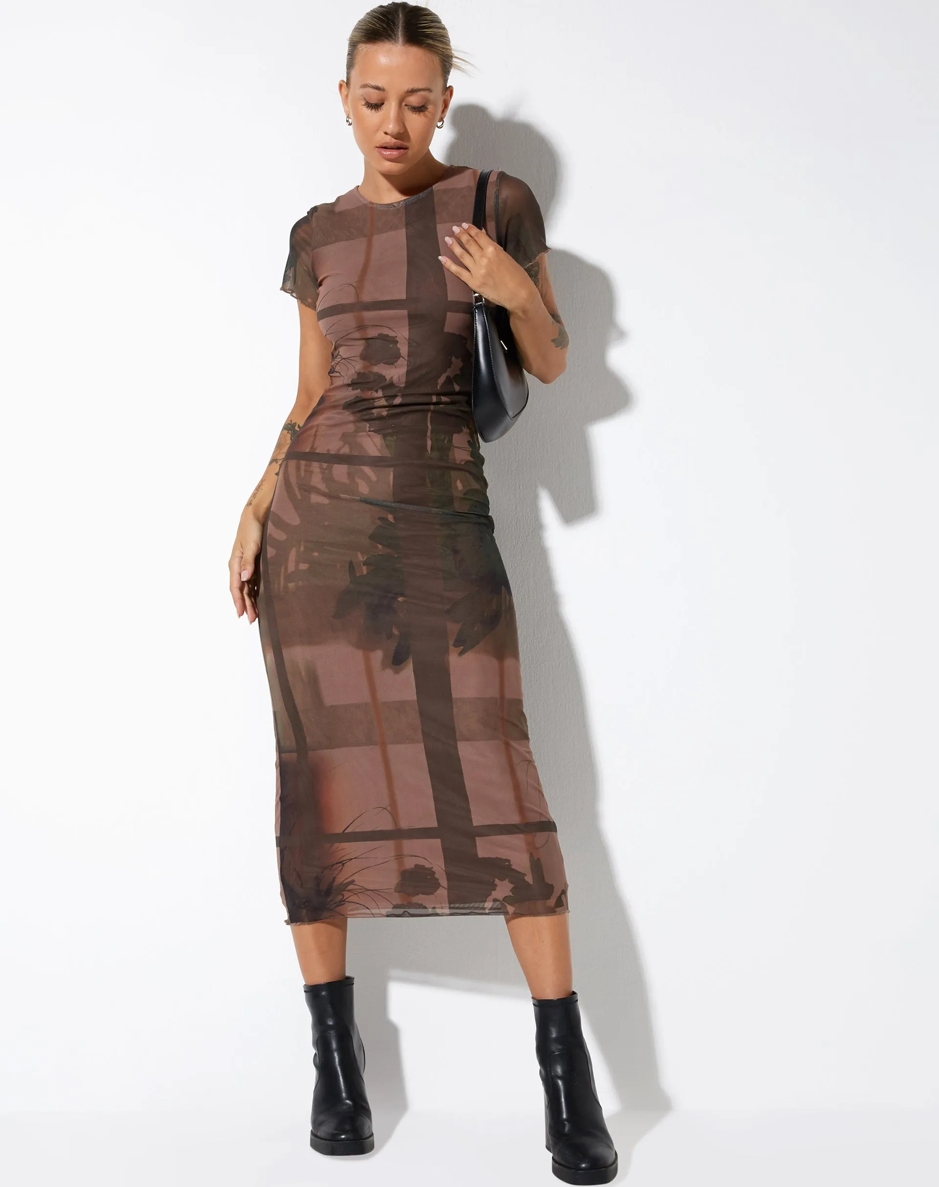 Roska Midi Dress in Photo Brown sold by Motel Rocks product image thumbnail 3
