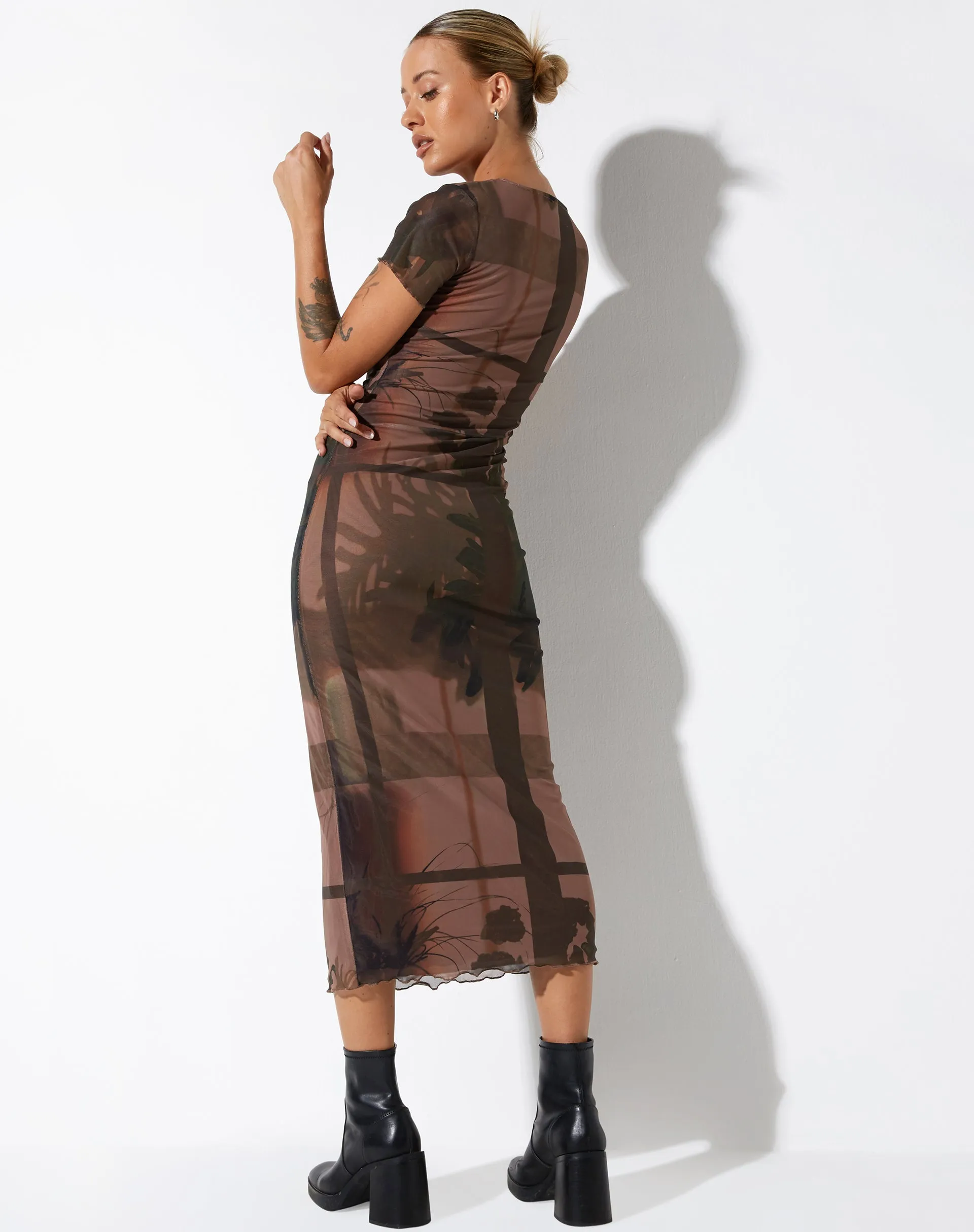 Roska Midi Dress in Photo Brown sold by Motel Rocks product image thumbnail 4