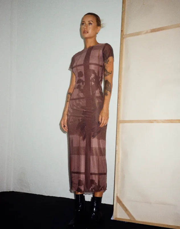 Roska Midi Dress in Photo Brown sold by Motel Rocks