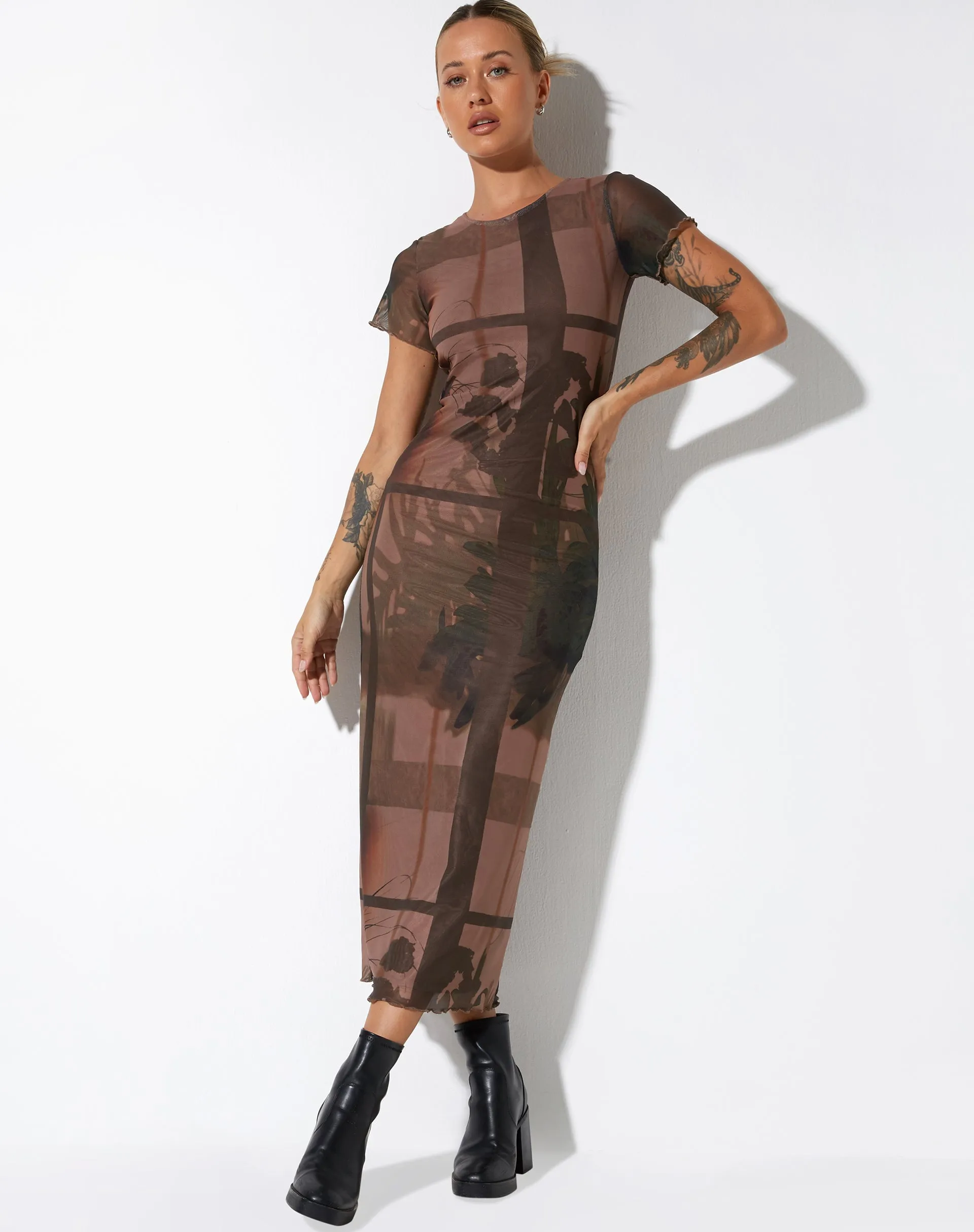 Roska Midi Dress in Photo Brown sold by Motel Rocks product image thumbnail 5