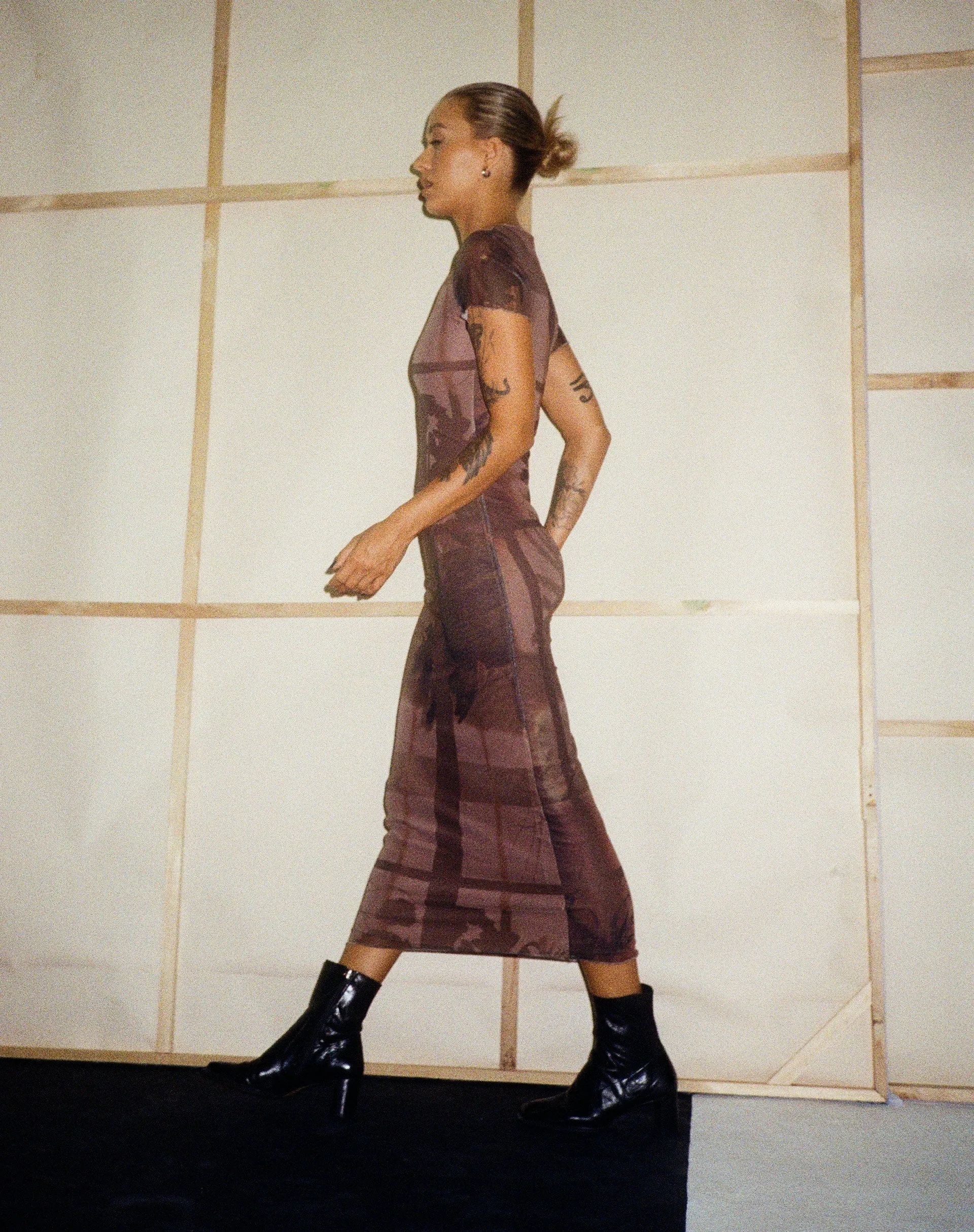 Roska Midi Dress in Photo Brown sold by Motel Rocks product image thumbnail 2