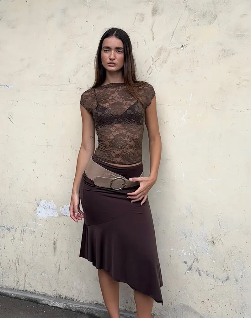Nova Unlined Lace Top in Dark Brown sold by Motel Rocks product image thumbnail 4