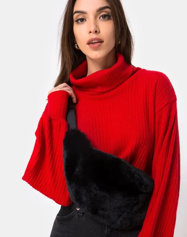 Bumbag in Fur Black sold by Motel Rocks