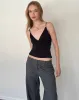 Bea Slinky Cross Front Top in Black sold by Motel Rocks