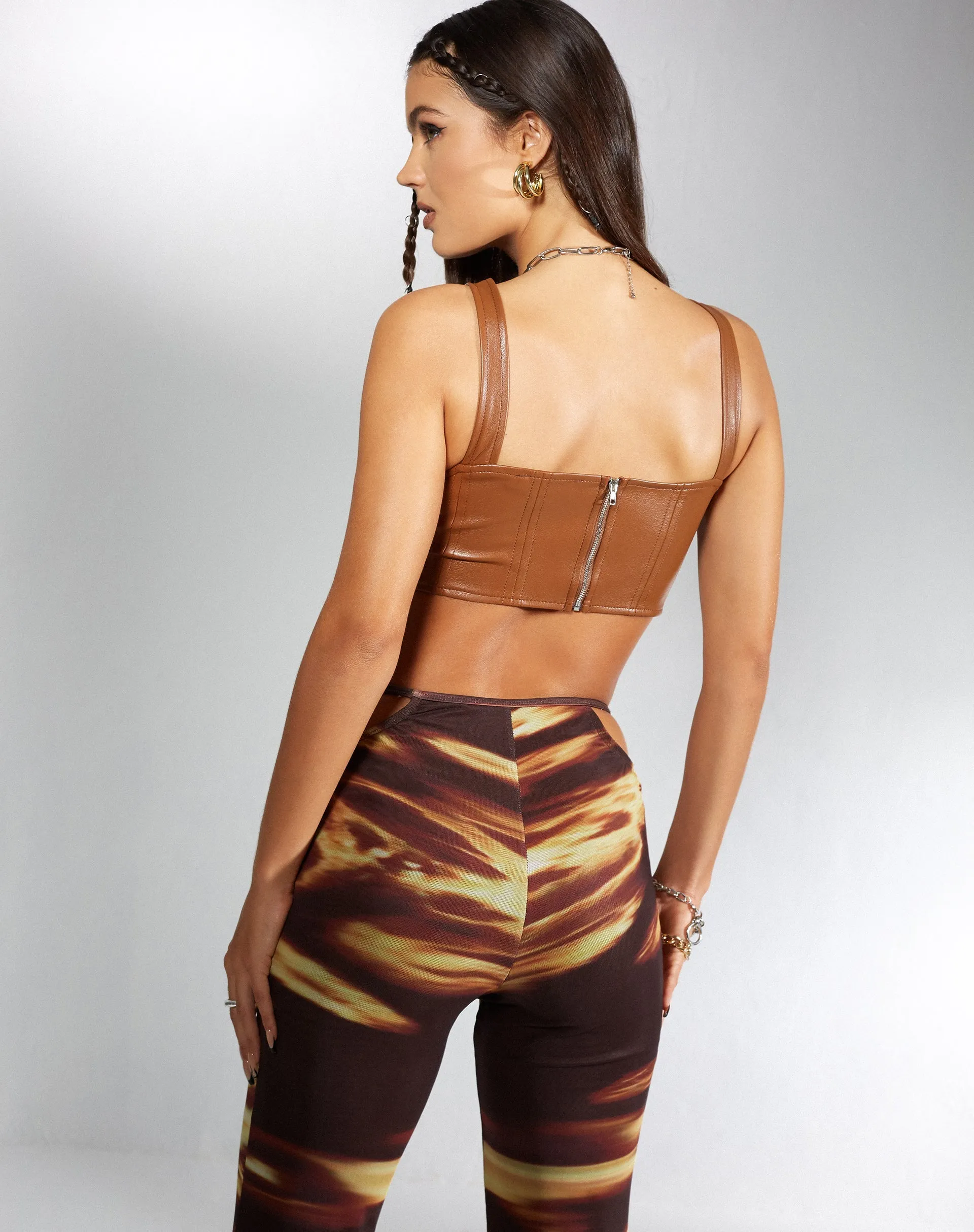 Wawi Crop Top in PU Chocolate sold by Motel Rocks product image thumbnail 4