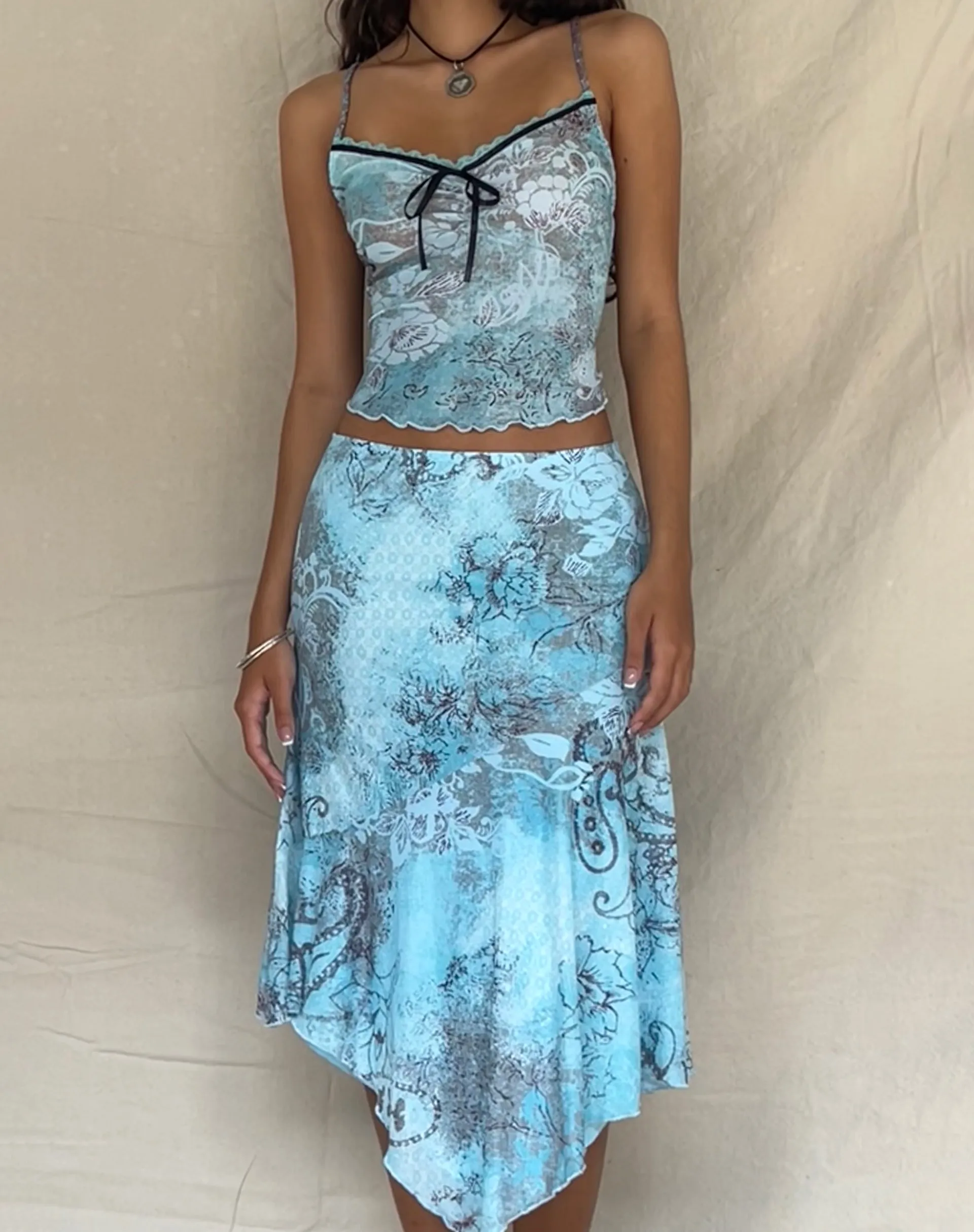 Cinta Low Rise Midi Skirt in Paisley Abstract Rustic sold by Motel Rocks product image thumbnail 5