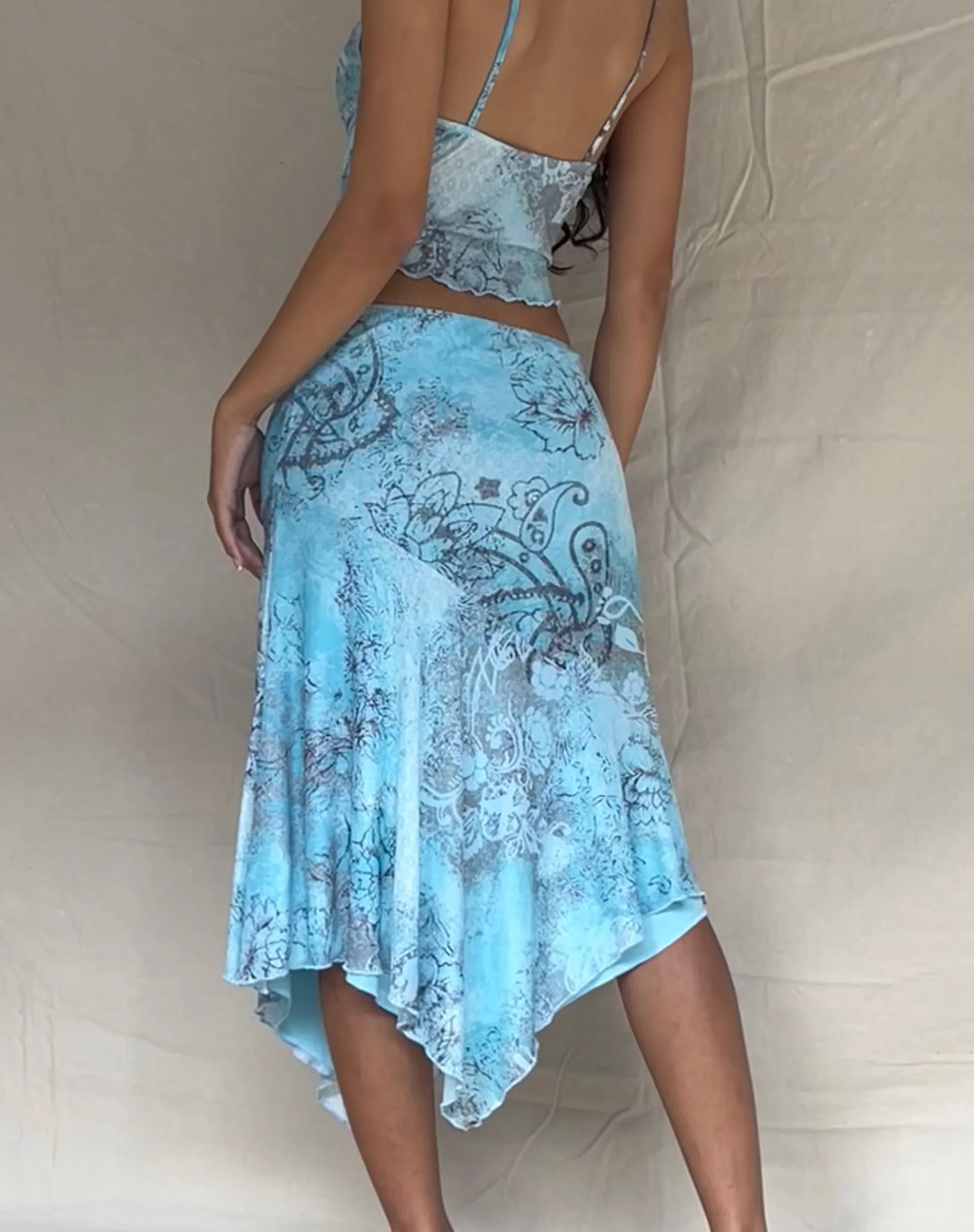 Cinta Low Rise Midi Skirt in Paisley Abstract Rustic sold by Motel Rocks product image thumbnail 4