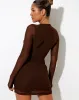 Nebel Mini Dress in Mesh Chocolate sold by Motel Rocks