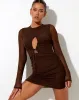 Nebel Mini Dress in Mesh Chocolate sold by Motel Rocks