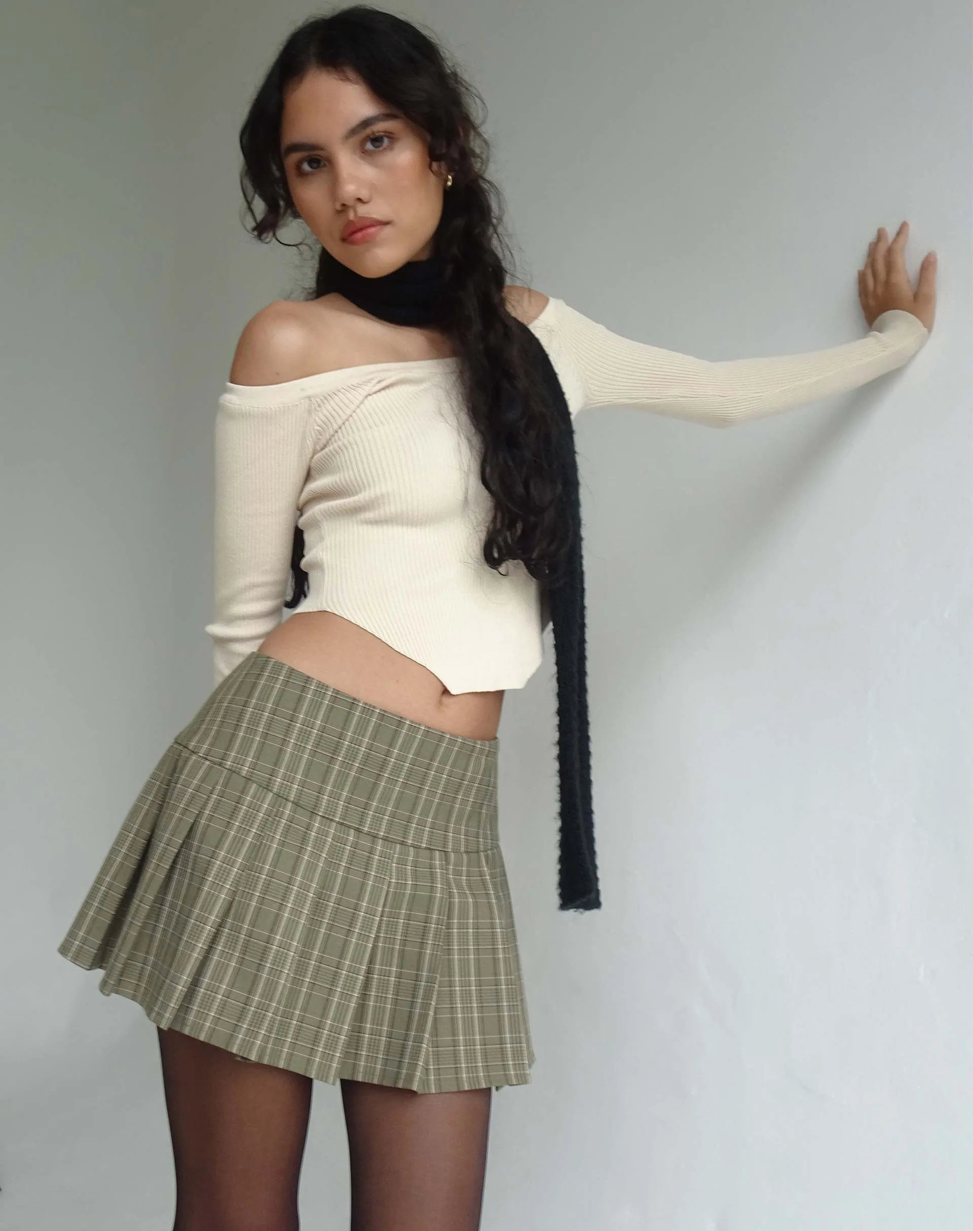 Casini Pleated Micro Skirt in Check Brown sold by Motel Rocks product image thumbnail 2