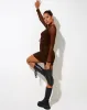 Nebel Mini Dress in Mesh Chocolate sold by Motel Rocks