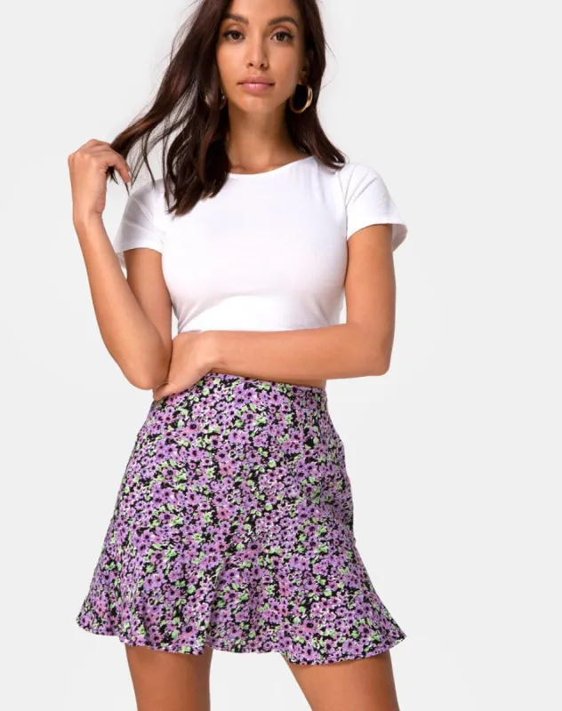Gaelle Mini Skirt in Lilac Blossom sold by Motel Rocks