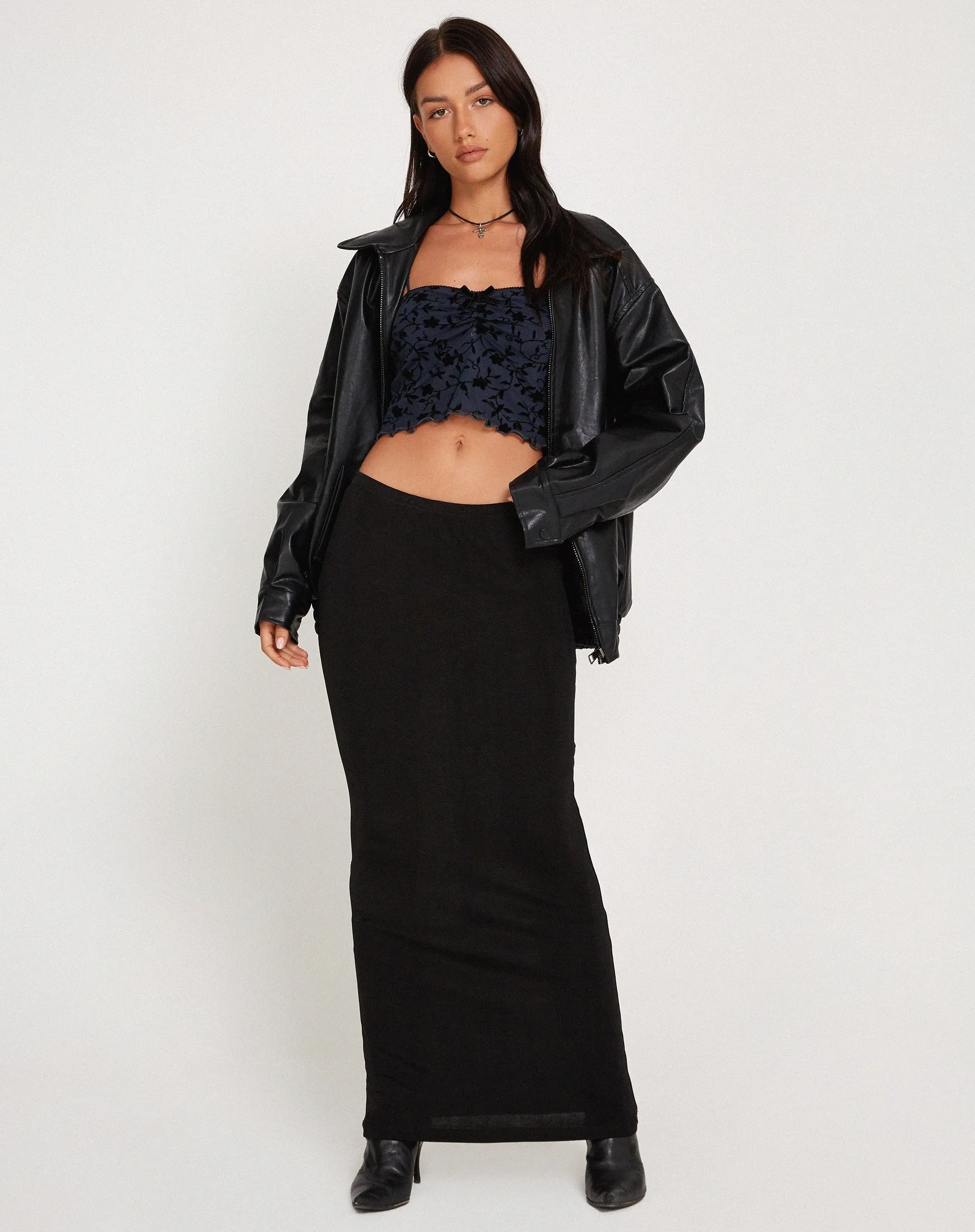 Halusi Crop Top in Pretty Petal Flock Black sold by Motel Rocks product image thumbnail 5
