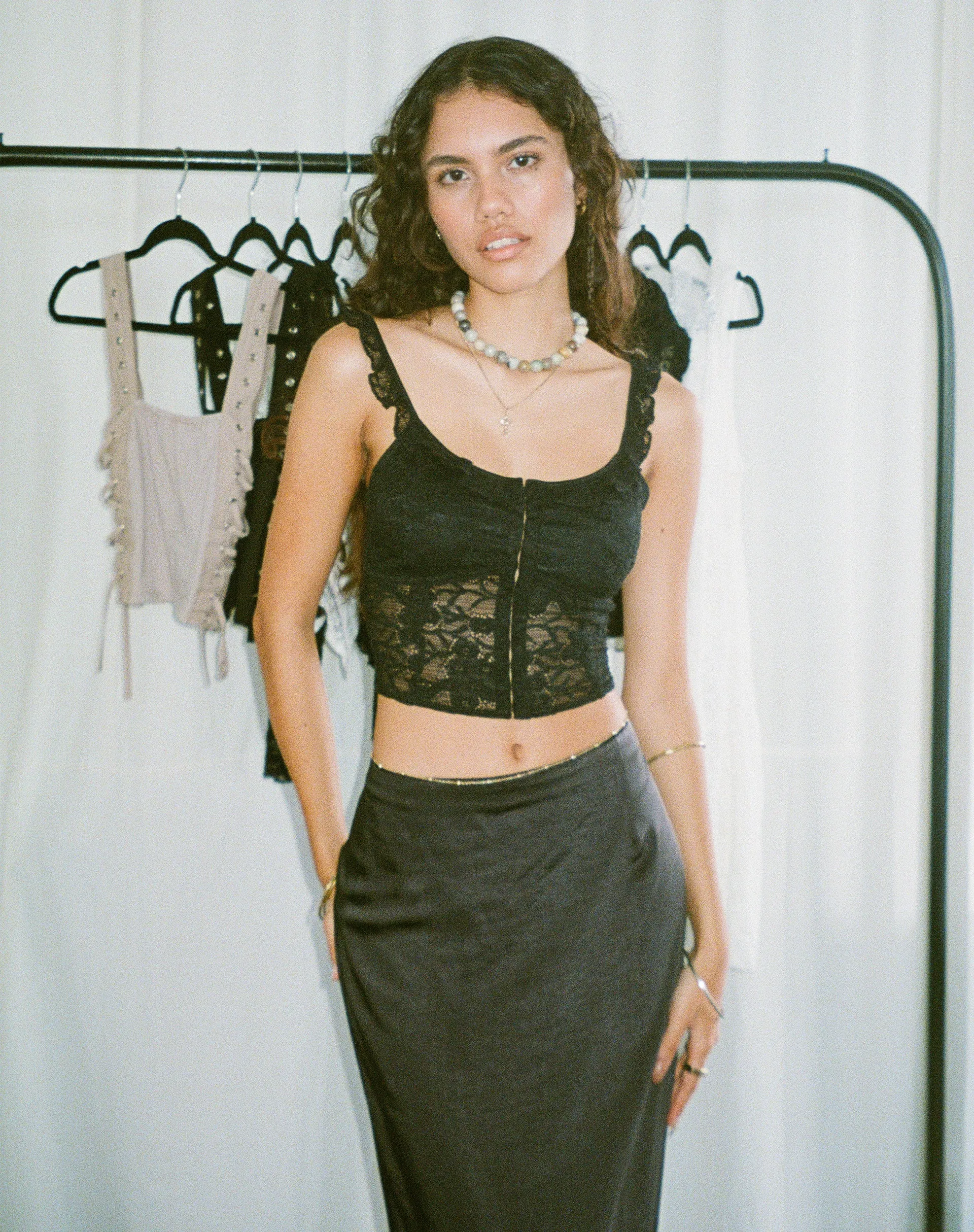 Laru Corset Top in Lace Black sold by Motel Rocks product image thumbnail 2