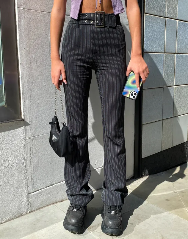 MOTEL X OLIVIA NEILL Zocha Flare Trouser in Irregular Stripe Black sold by Motel Rocks