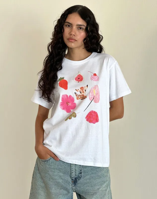 Oversized Basic Tee in White Cuties sold by Motel Rocks