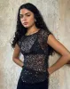 Nova Top in Sequin Mesh Black sold by Motel Rocks