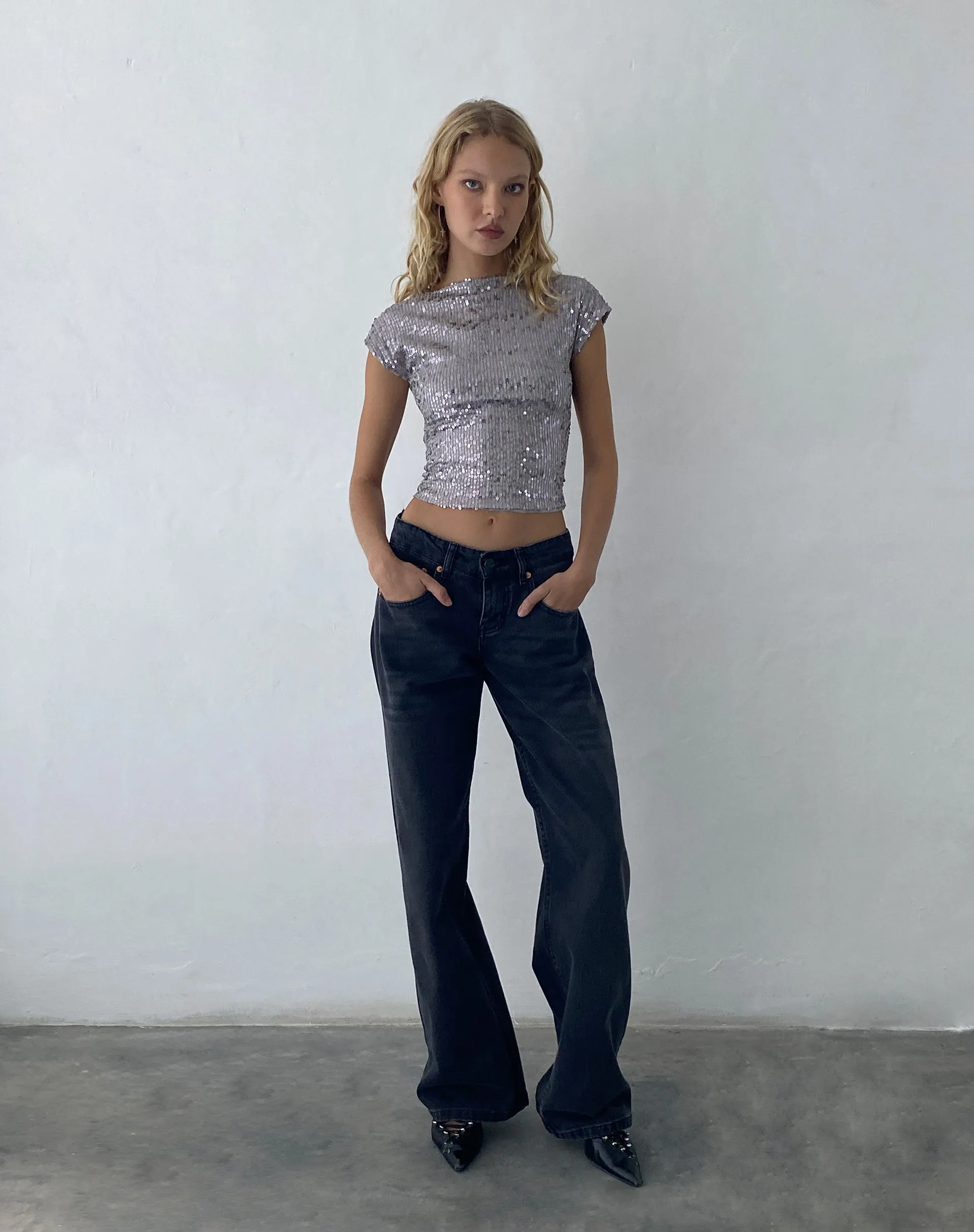 Erika Backless Top in Silver Sequin sold by Motel Rocks product image thumbnail 4