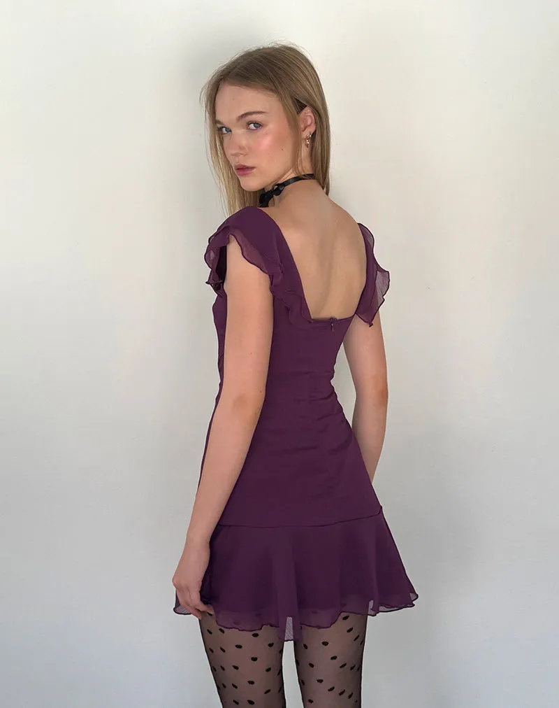 Binita Mini Dress In Chiffon Aubergine sold by Motel Rocks product image thumbnail 4